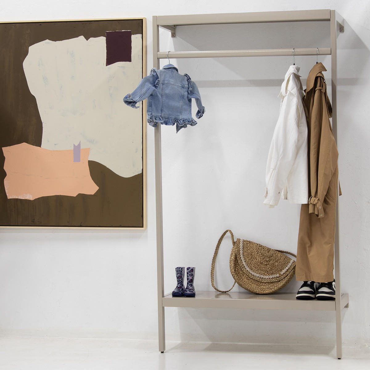 WANDGARDEROBE aus Metall 100x40x185cm, beige - Beige, Metall (100/185/40cm) - Giga Meubel