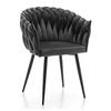 STUHL LATINA gepolstert mit Steppung - grau - Samt Velours - Schwarz/Grau, Textil/Metall (60/83/55cm) - NEW HOME