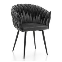 STUHL LATINA gepolstert mit Steppung - grau - Samt Velours - Schwarz/Grau, Textil/Metall (60/83/55cm) - NEW HOME