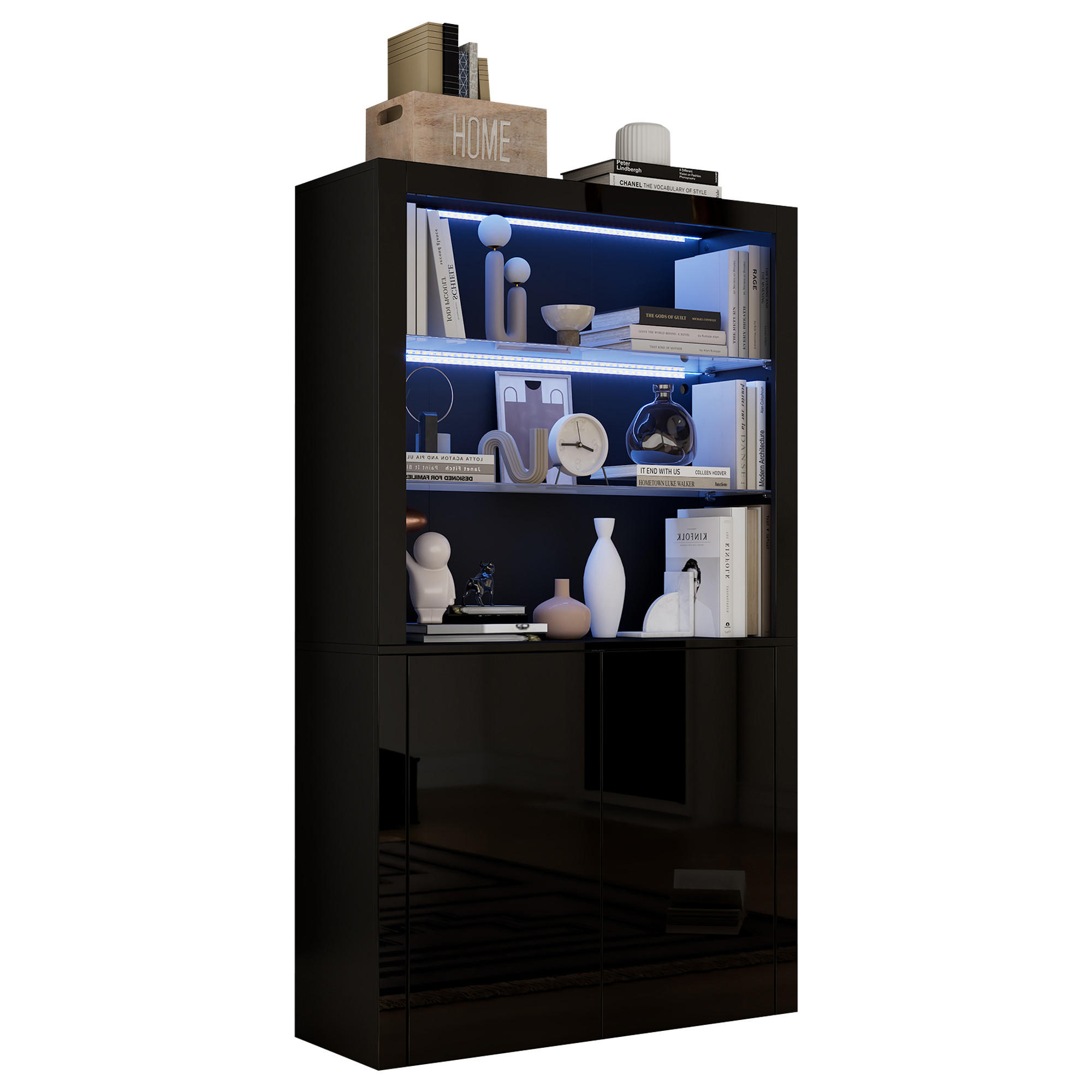 Evryae Vitrine Schwarz 100x170x35 cm