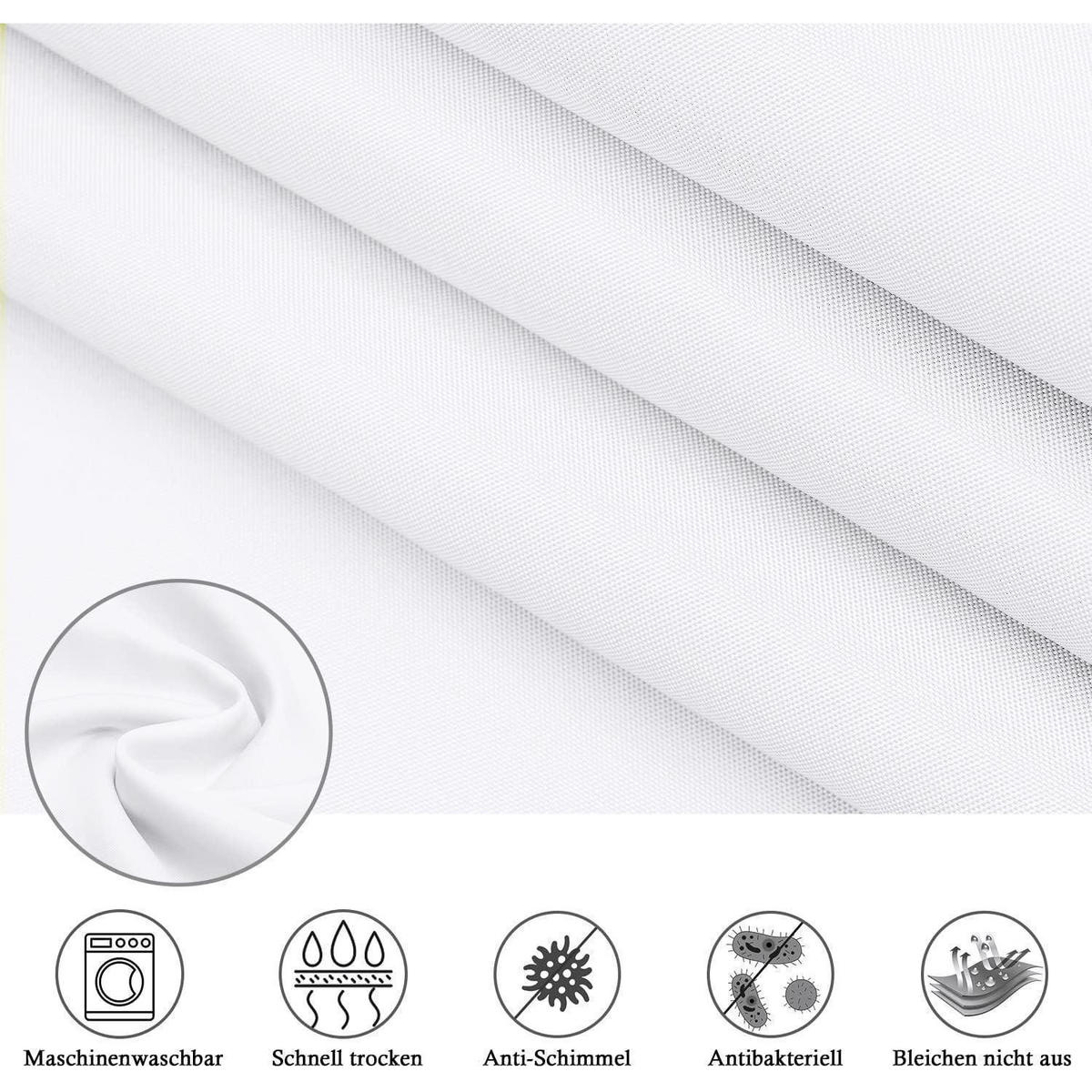DUSCHVORHANG Textil Weiß 120 x 180 cm - Weiß, Textil (120/180cm)