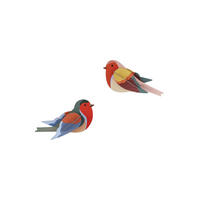 WANDDEKO Rotkehlchen-Duo 4/7 cm - Multicolor, Wellpappe (4/7/15cm) - KUNSTLOFT
