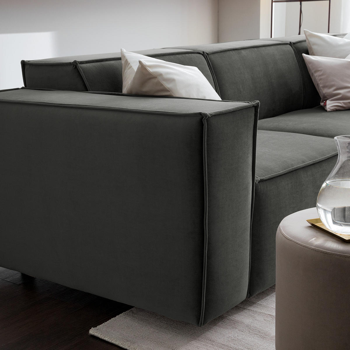 3-SITZER SOFA - Grau, Textil (260/70/96cm) - home24