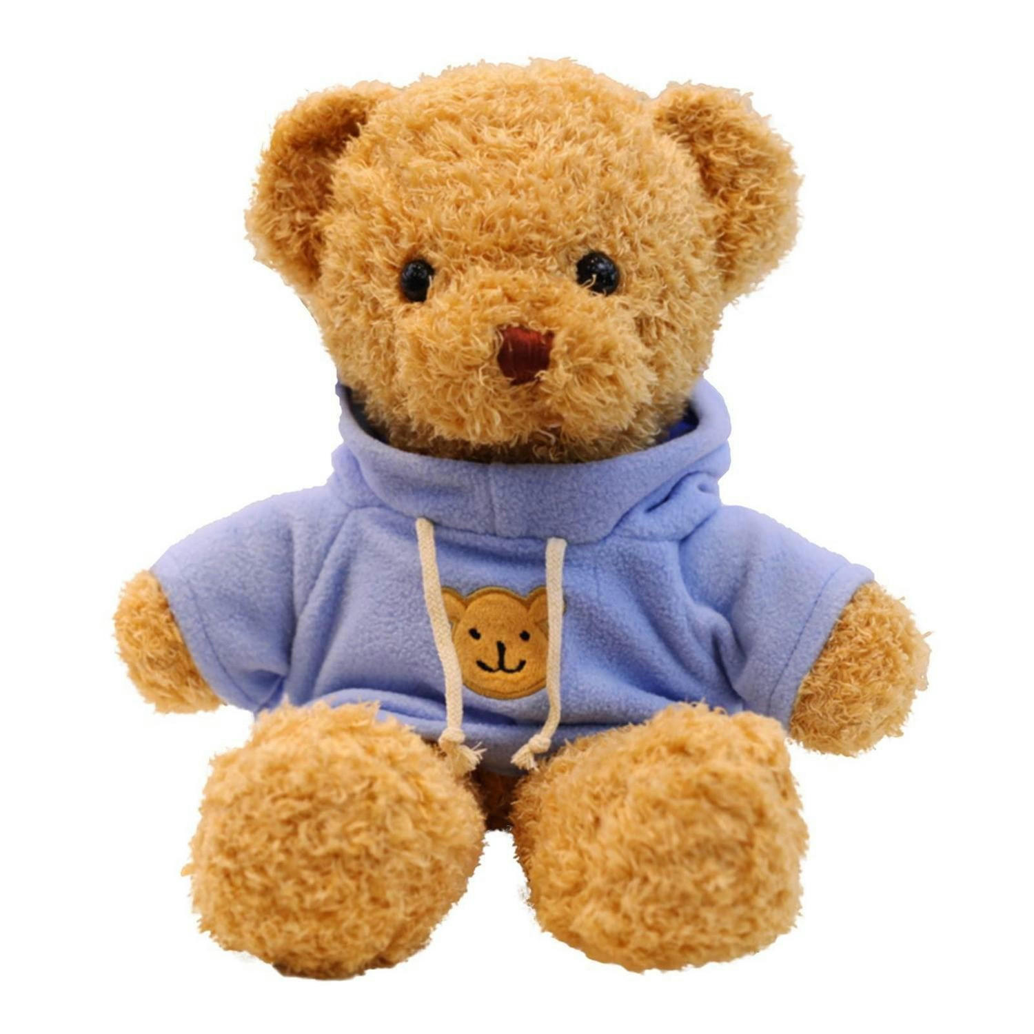 PLÜSCHTIER Teddybär mit Kapuze, weiches Fell, blau - Blau, Textil (20/30cm)