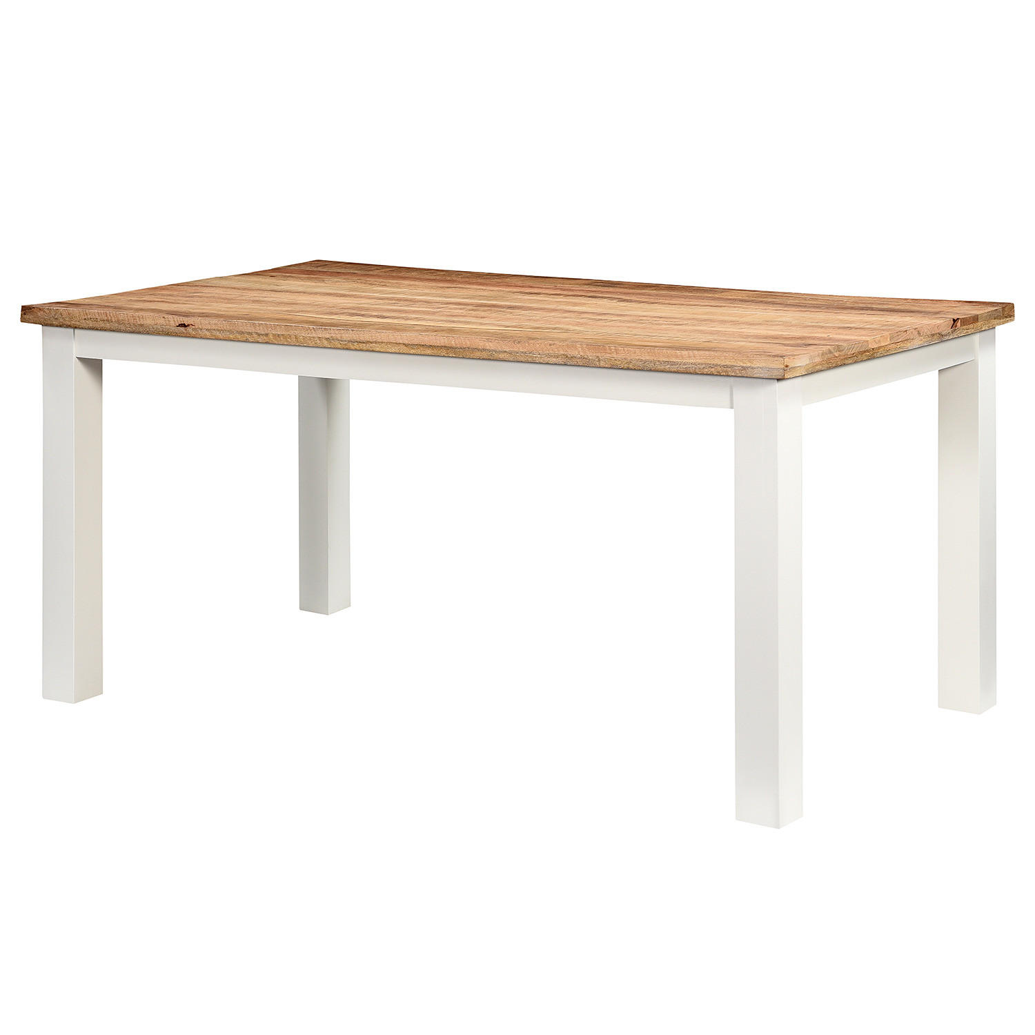 ESSTISCH - Mango massiv - Braun/Weiß, Holz (80/160/76cm) - home24