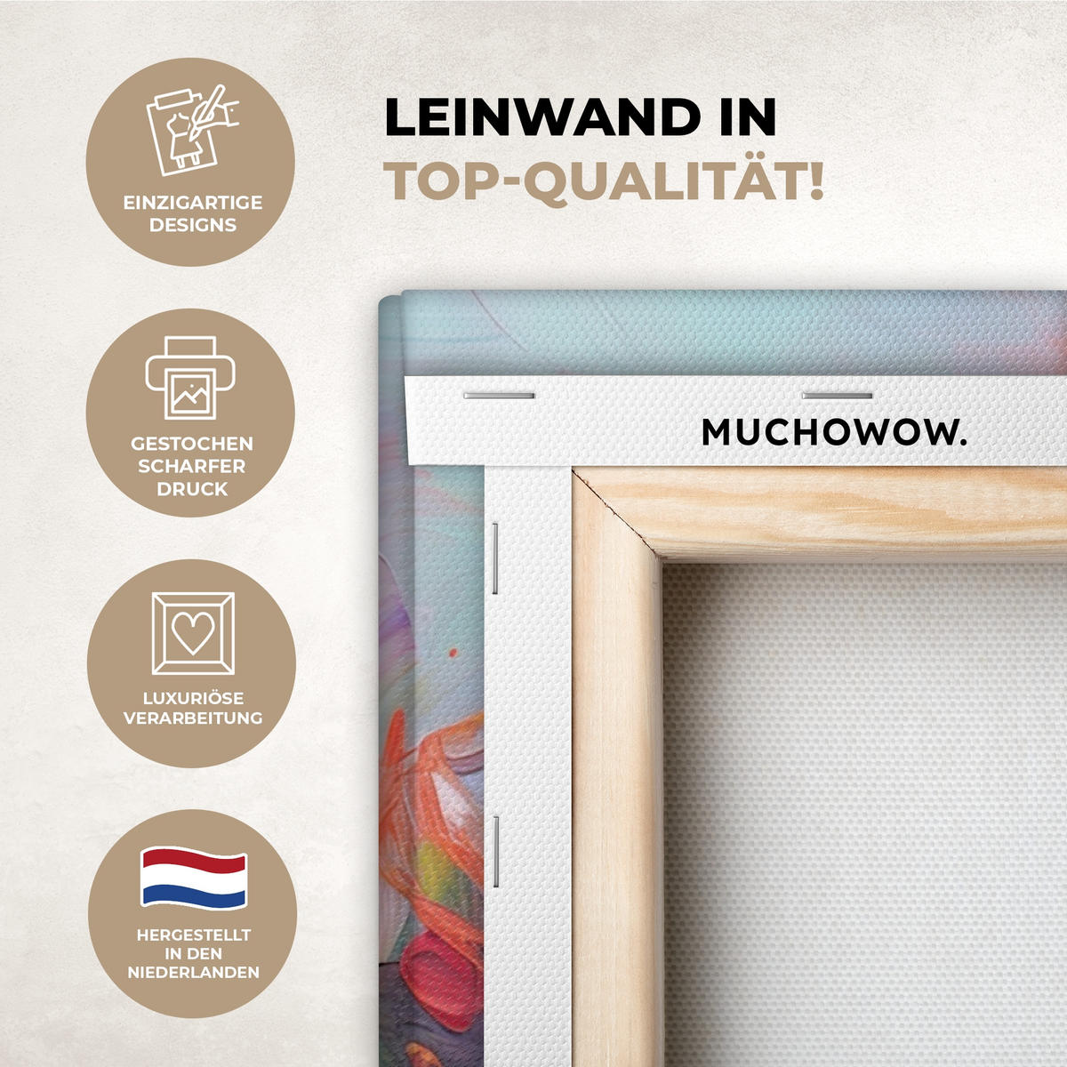 LEINWANDBILD Ölgemälde - Kunst - Abstrakt - Farbenfroh 50x50 cm - Altrosa, Textil (50/50cm) - MuchoWow