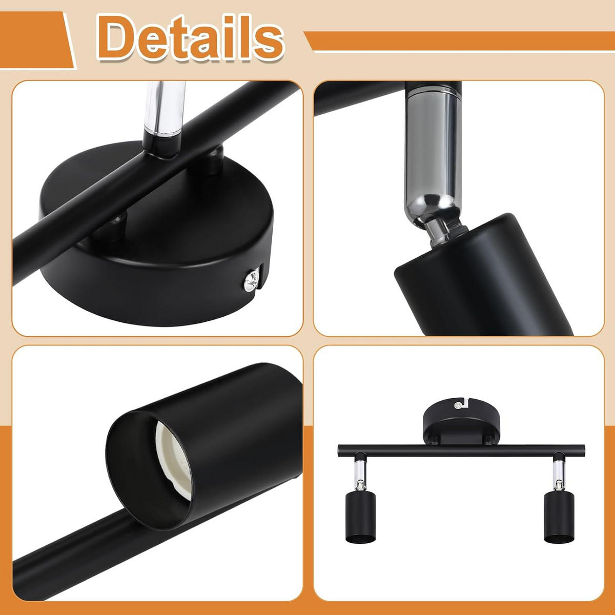 DECKENSTRAHLER Feura 5/13/40 cm - Schwarz, Metall (40/5/13cm) - ZMH