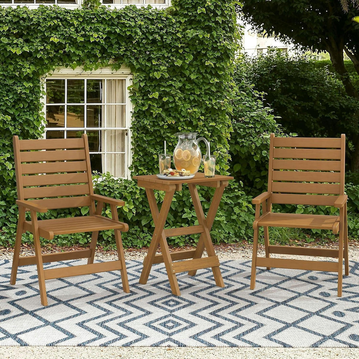 BEISTELLTISCH Outdoor Klappbar Teakfarbe 51 x 41 x 69 cm - Braun, Kunststoff (51/41/69cm)
