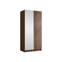 KLEIDERSCHRANK Bono II - Goldfarben/Nussbaumfarben, Holzwerkstoff/Metall (100/215/58cm) - MIRJAN24