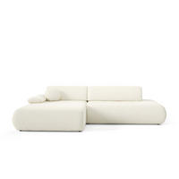 ECKSOFA DELTA L-S Creme Geflochtener Stoff mit Schlaffunktion - Creme, Holz (286/173.5cm) - MASSENO