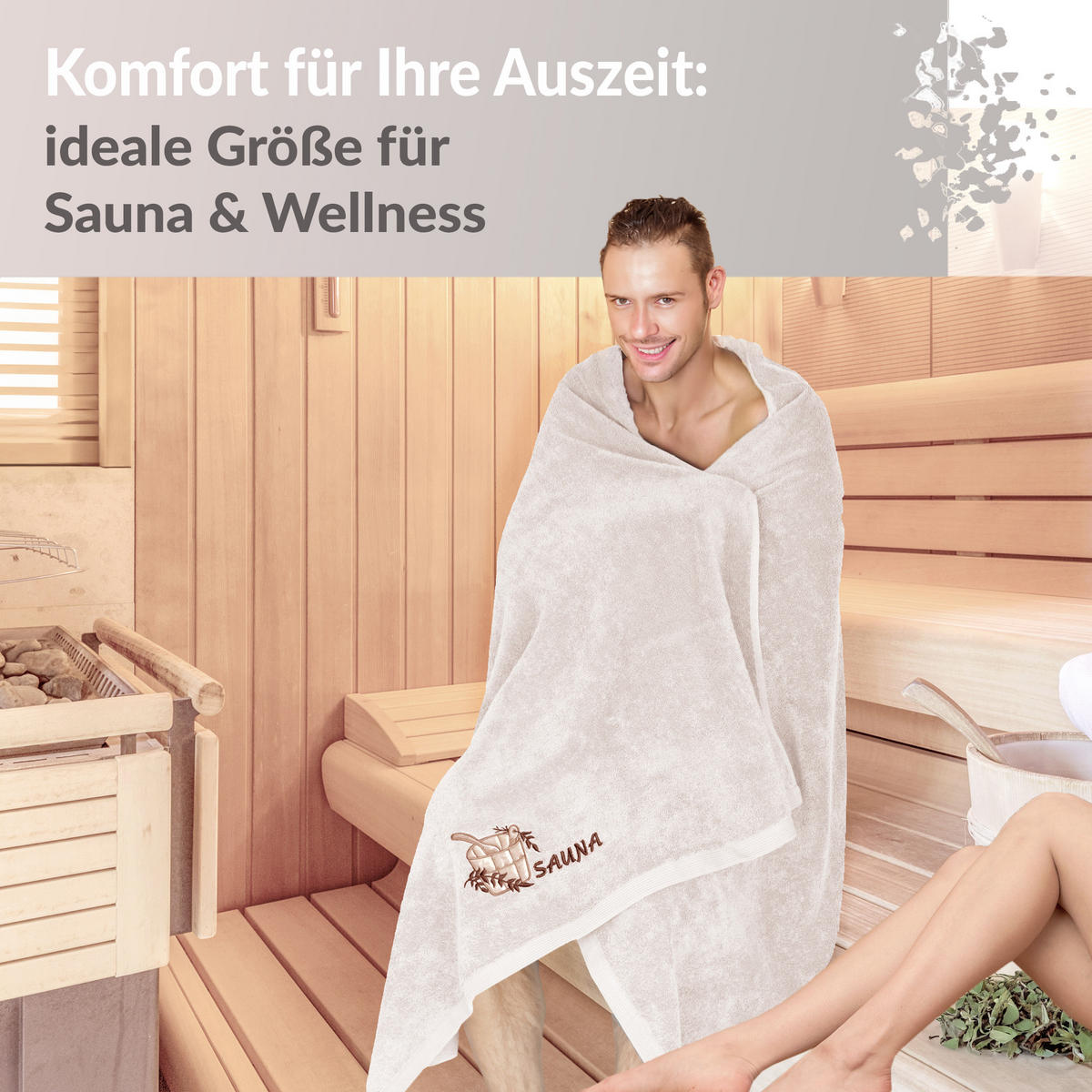 SAUNATUCH Lillby Natur 100x200 cm - Naturfarben, Textil (100/200cm) - Lashuma