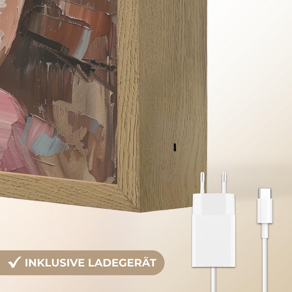 NÁSTĚNNÁ LAMPA S AKUMULÁTOREM Žena - vzhled malby - portrét - moderní 60x90 cm - hnědá, kompozitní dřevo (60/90/8cm) - OnlyWow