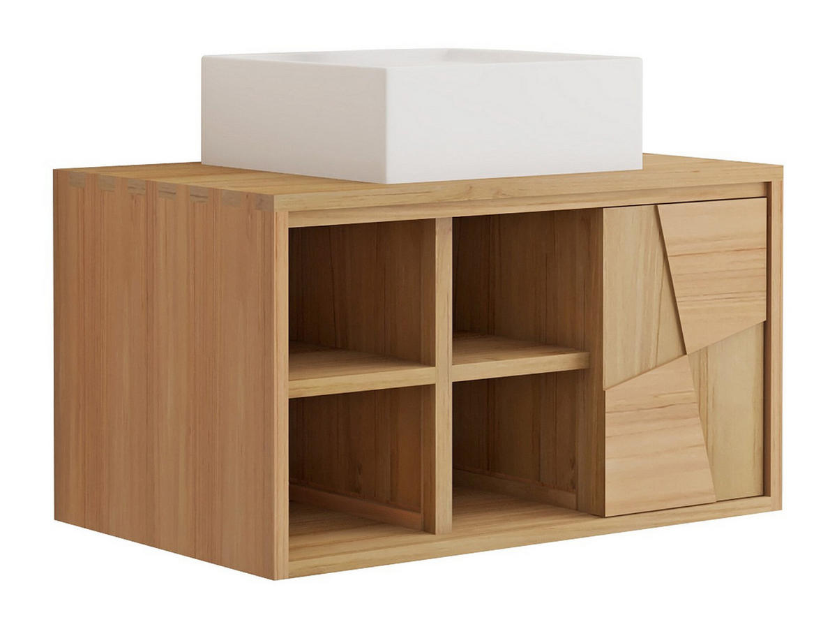 EINZELWASCHTISCH - 80 cm x 50 cm - Holz, Platte - Naturfarben Hell - SUMBAWA - Naturfarben, Holz (80/45/50cm) - Vente-Unique