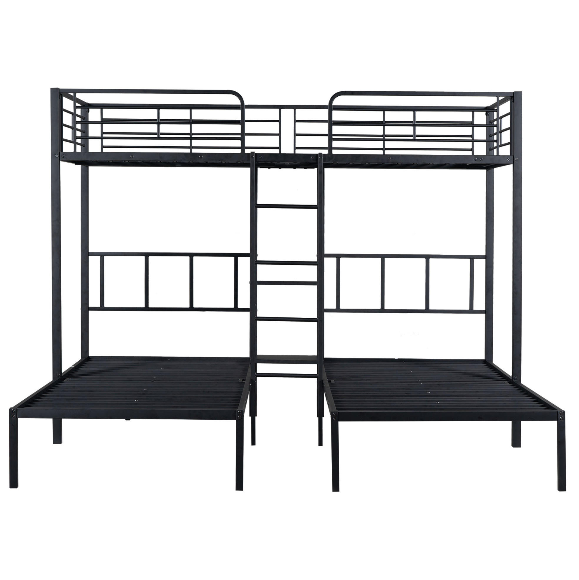ETAGENBETT Kinderbette 90/200 cm aus Metall mit Leiter und Ablage Schwarz - Schwarz, Metall (90/200cm) - Modenvie