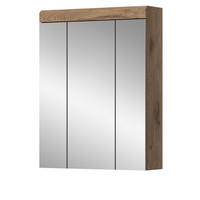 SPIEGELSCHRANK Eiche 60 cm, Badschrank 3-türig - Eichefarben, Glas/Holzwerkstoff (60/79/18cm) - Inn.Furn
