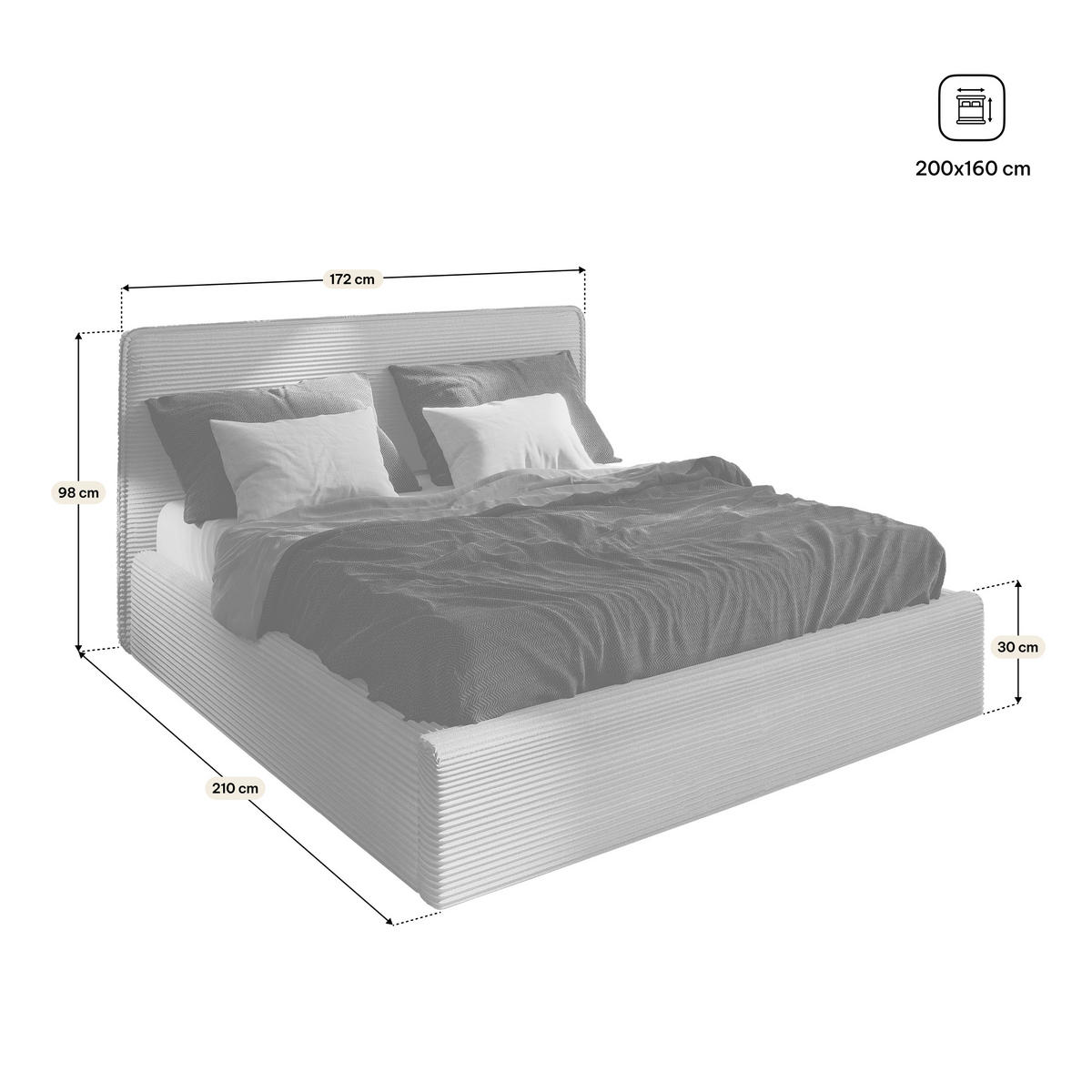 POLSTERBETT PARMA 160x200 cm mit Bettkästen - Beige - Beige, Holz (160/200cm) - MASSENO