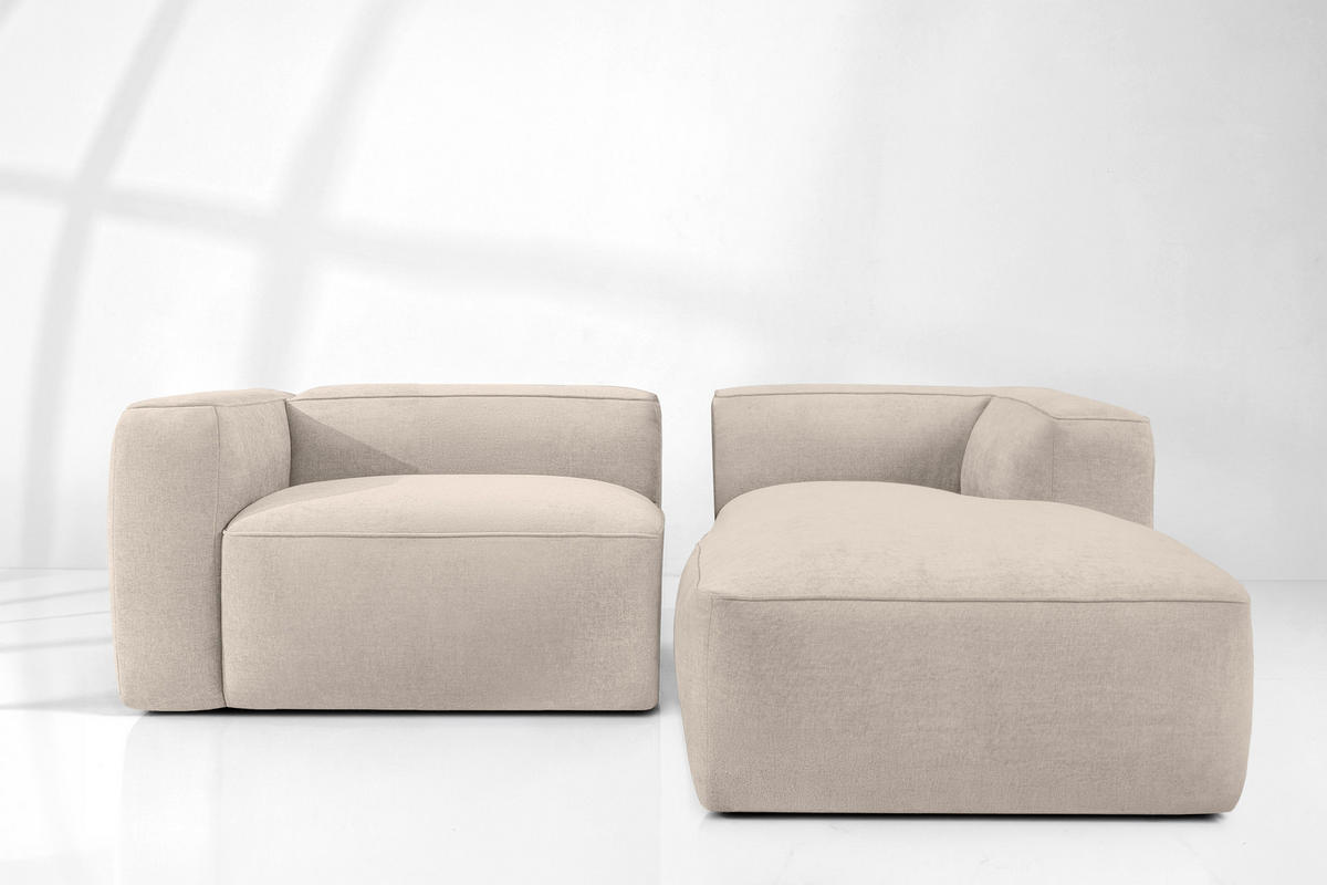 ECKSOFA RECHTS FUBBO, Cremig - Creme, Holz/Holzwerkstoff (225/176cm) - KONSIMO®