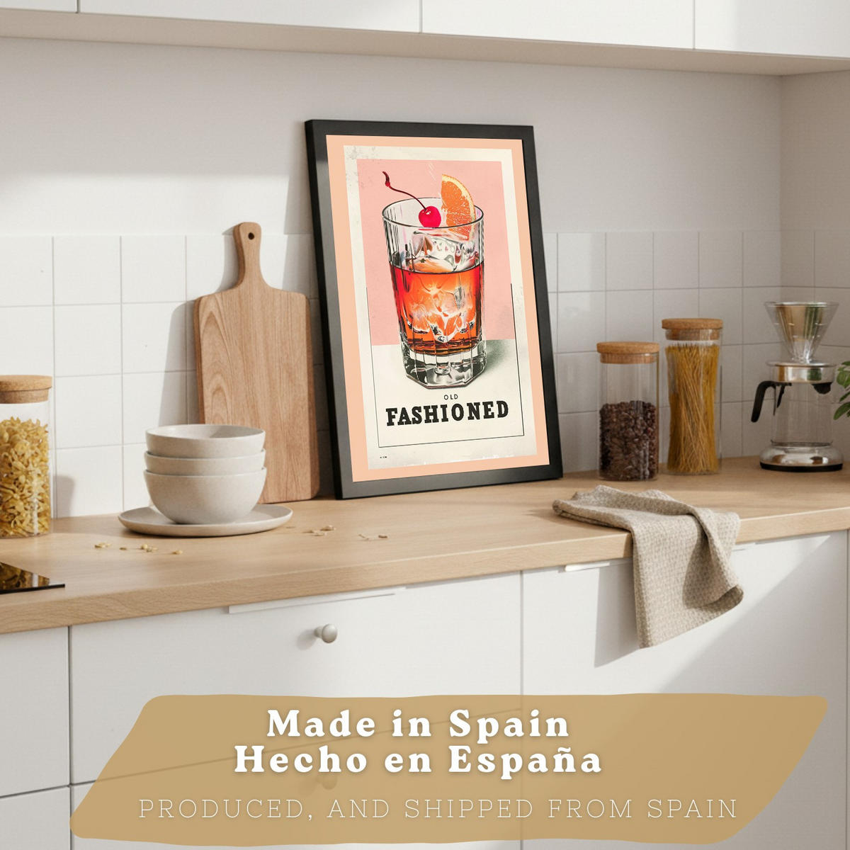 PLAKAT Sada 2 Koktejl A3 Černý rám - černá, papír (29.7/1/42cm) - Nacnic
