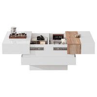 COUCHTISCH 70/70/39 cm hochglanz mit ausziehbarer Tischplatte weiß - Weiß, Holzwerkstoff (70/70/39cm) - OKWISH