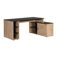 ECKSCHREIBTISCH mit Stauraum - MDF - Schwarz & Naturfarben - ROMIARA - Schwarz, Holz (174/120/76cm) - Vente-Unique