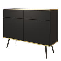 SIDEBOARD VENEZIA 107/85/39cm mit 2 Schubladen 2 Türen Schwarz - Schwarz, Holzwerkstoff (107/85/39cm) - MASSENO