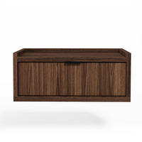 NACHTTISCH Nordiva 1S Warmia Walnut 40/21/35 cm – Hängend - Walnussfarben/Schwarz, Holzwerkstoff/Metall (40/21.5/35cm) - AX Living