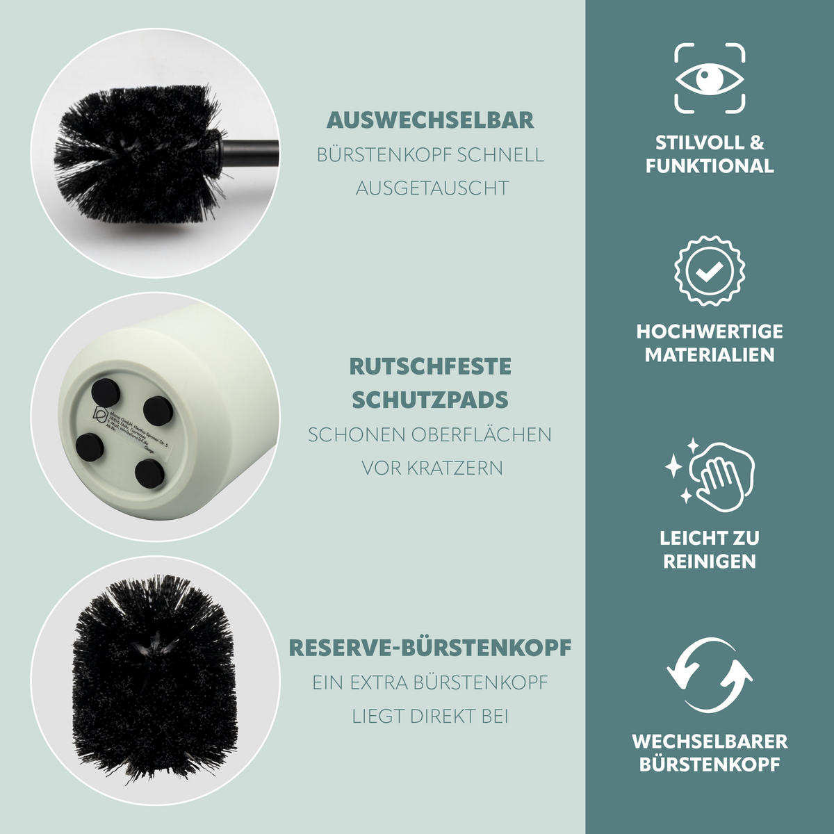 WC-GARNITUR TESERO, Kunststoff, salbei - Salbeigrün, Kunststoff (10.5/39.5/10.5cm) - eluno