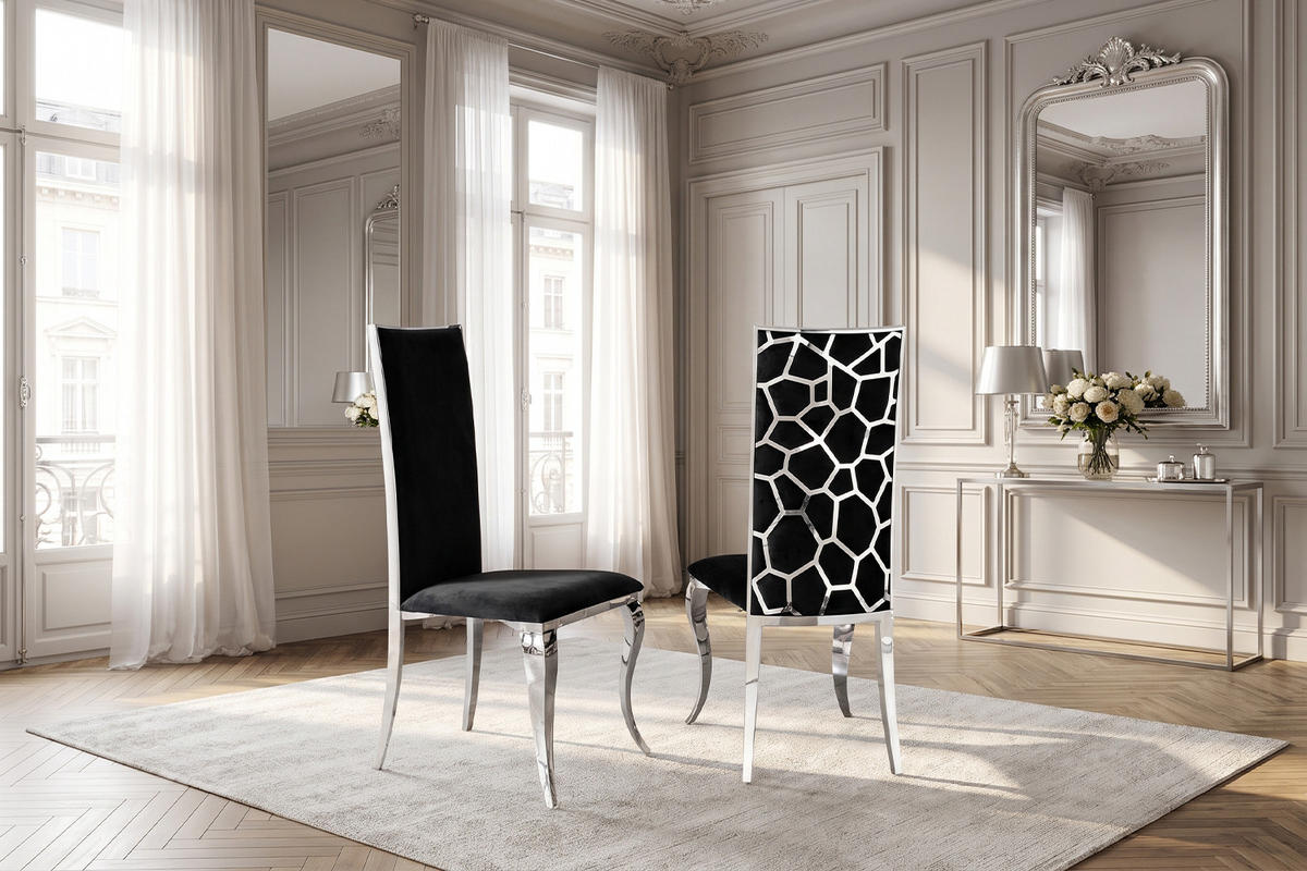 ESSZIMMERSTUHL MORA Schwarz Velvet (1er-Set) - Schwarz, Textil (48/109/57cm) - KAWOLA