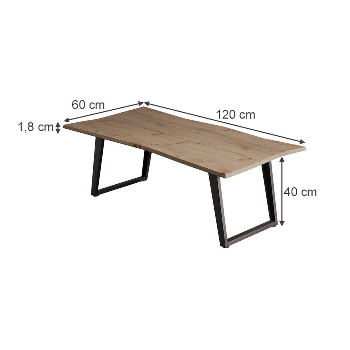 COUCHTISCH Yan Artisan 120 x 60 cm - Hellgrau, Holzwerkstoff (60/120/40cm) - Vicco