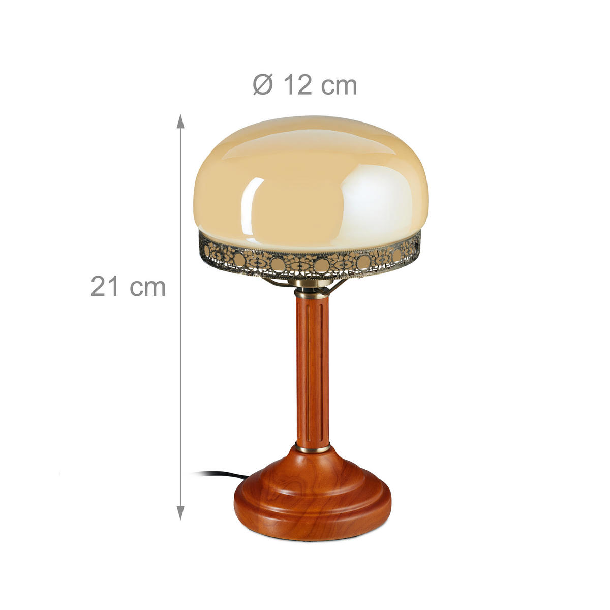 TISCHLAMPE - Multicolor, Glas/Holz (21/21/39cm) - Relaxdays
