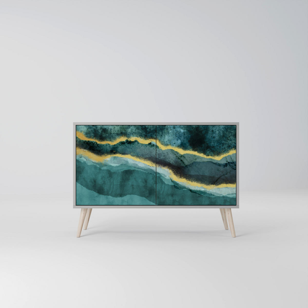 SIDEBOARD GOLDRUSH ODYSSEY, Eicheneffekt, 111x42x77,5 cm, 2 Türen - Eichefarben/Buchefarben, Holzwerkstoff/Buchenholz (111/77.5/42cm) - SpaceRebels
