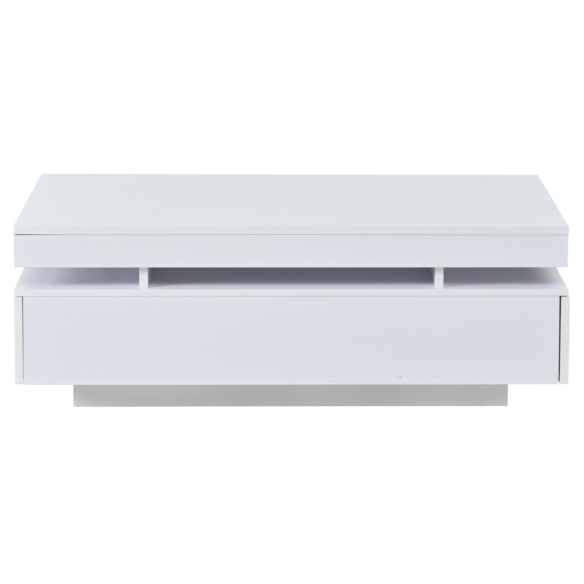 OKWISH KONFERENČNÍ stolek 100/50/35 cm bílý ze dřevotřísky s LED osvětlením a 2 zásuvkami