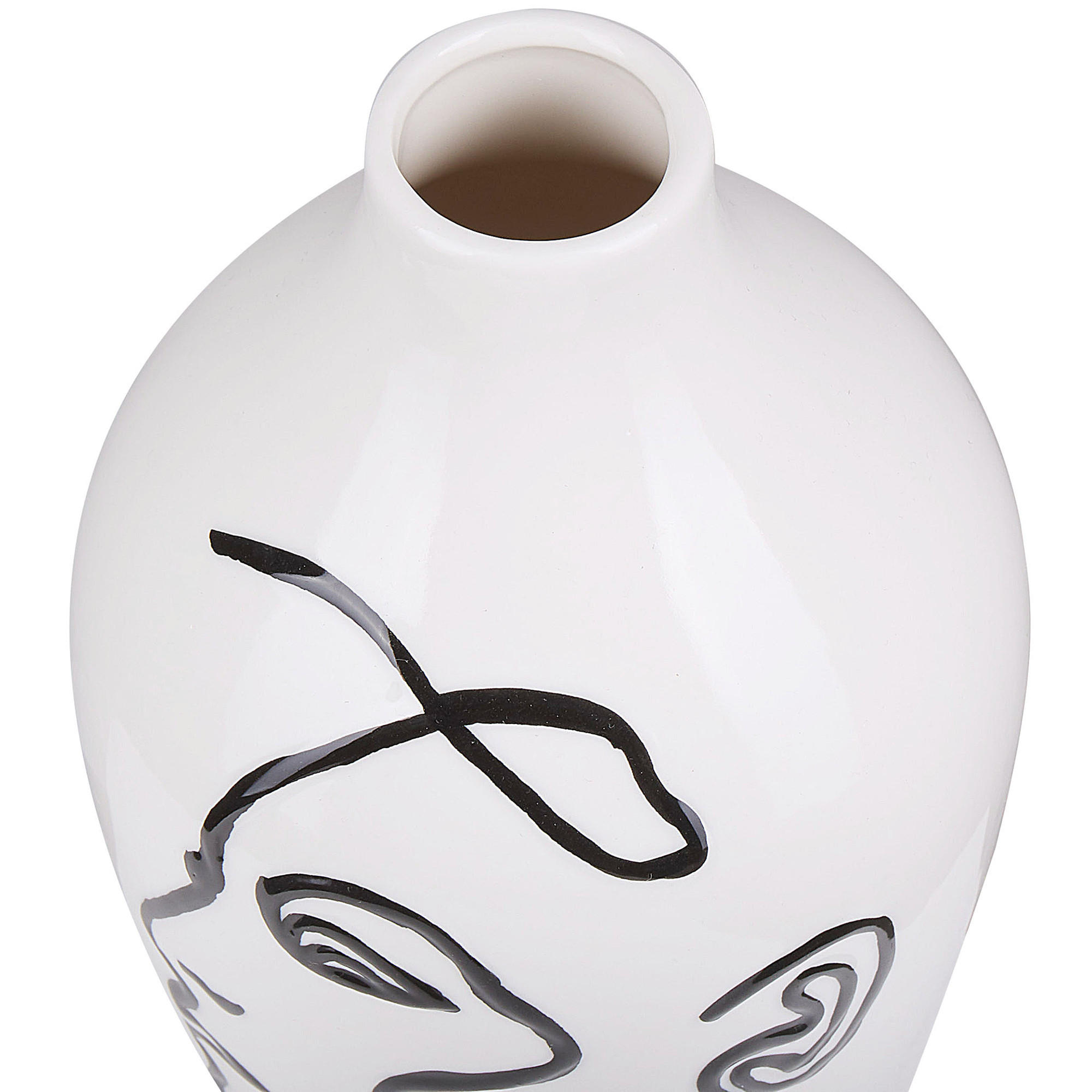 BLUMENVASE Steinzeug weiß Helike - Weiß, Stein (23cm) - Beliani