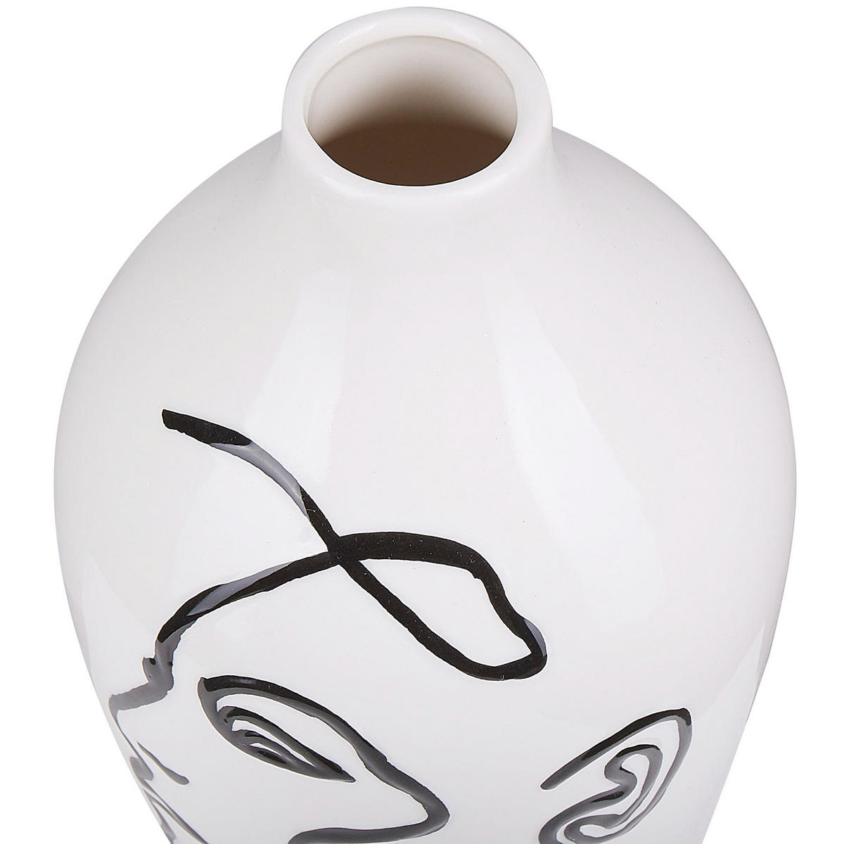 BLUMENVASE Steinzeug weiß Helike - Weiß, Stein (23cm) - Beliani