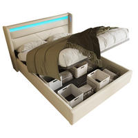 POLSTERBETT 160/200 cm Weiß aus PU mit LED-Kopfteil und Stauraum - Weiß, Kunststoff (160/200cm) - OKWISH
