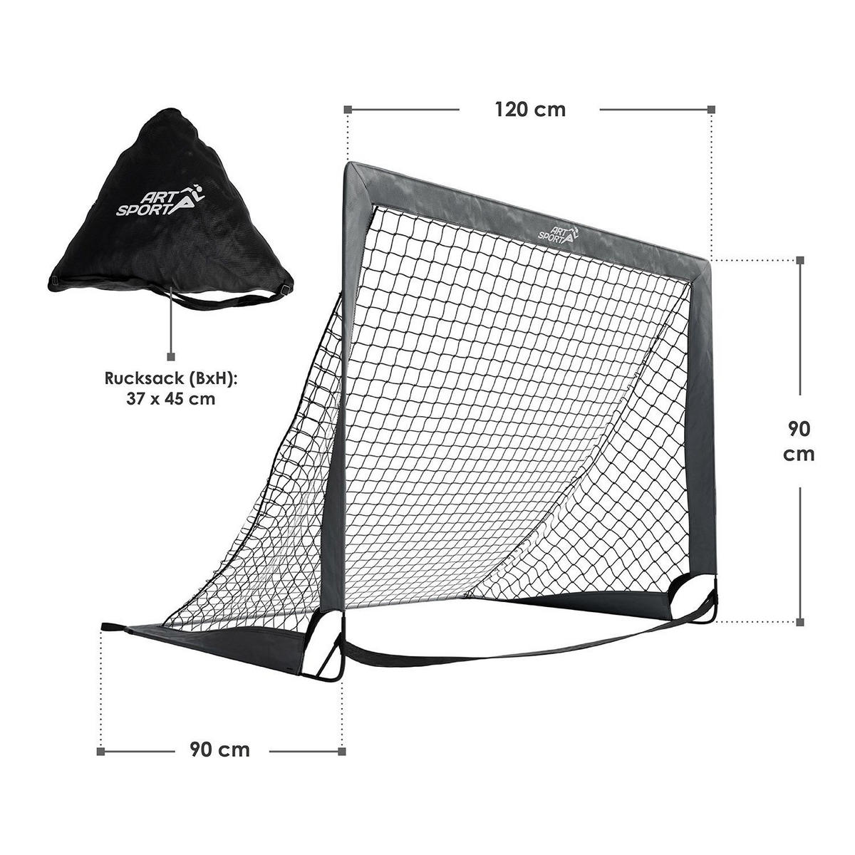 FUSSBALLTOR Goal Master Pop-up inkl Zubehör grau (2er-Set) - Grau, Kunststoff (120/90cm) - Artsport