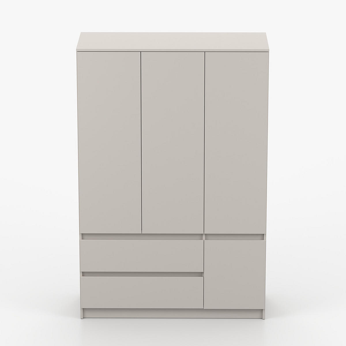 DREHTÜRENSCHRANK SOLO 4D2S II 120 cm Kaschmir/Kaschmir, 4-türig, zwei Schubladen, grifflos - Kaschmir, Holzwerkstoff (120/180/50cm) - imoebel24