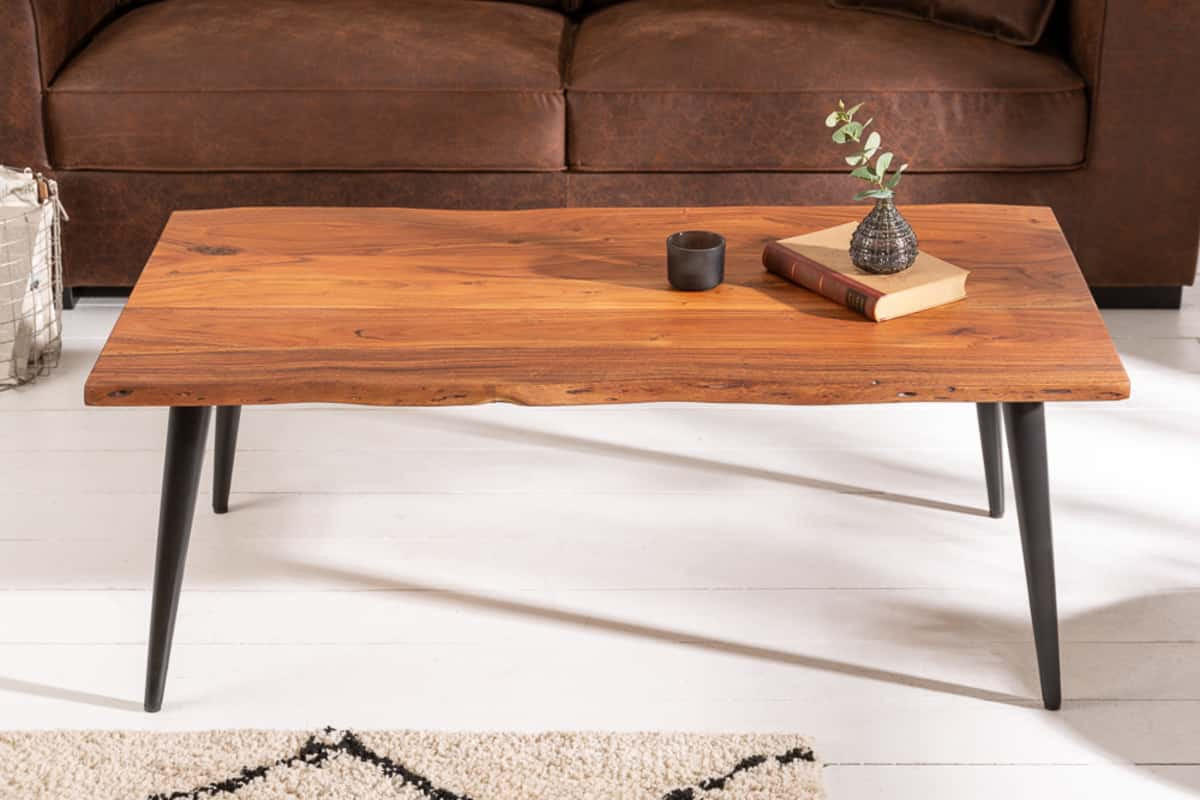 COUCHTISCH LIVING EDGE Akazie rechteckig Natur 110cm - Braun, Holz/Metall (60/110/45cm) - riess-ambiente