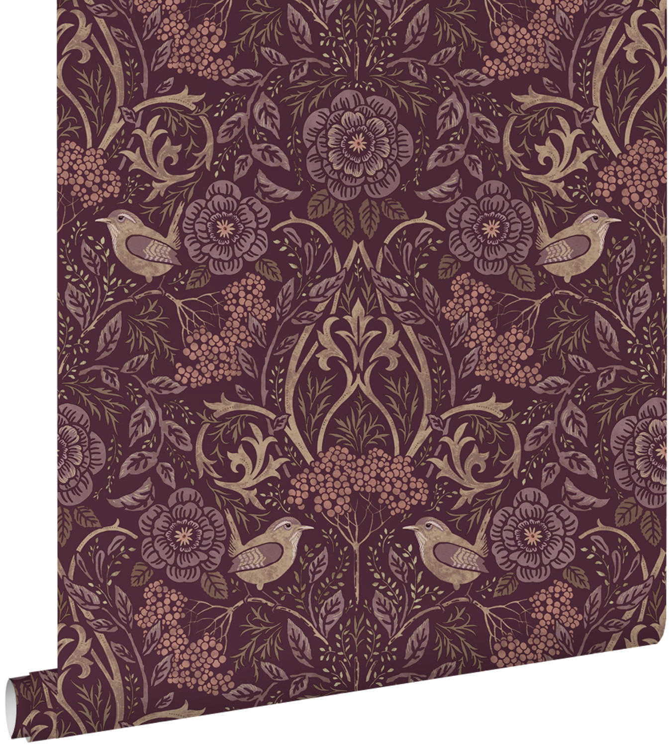TAPETE Blumen und Vögel im Jugendstil 50 x 900 cm - Lila, Papier (50/900cm) - ESTAhome