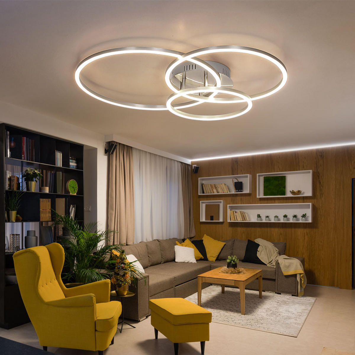 LED DECKENLEUCHTE MUNNI Silber Metall - Silberfarben, Metall (68/55/10cm) - Globo Lighting