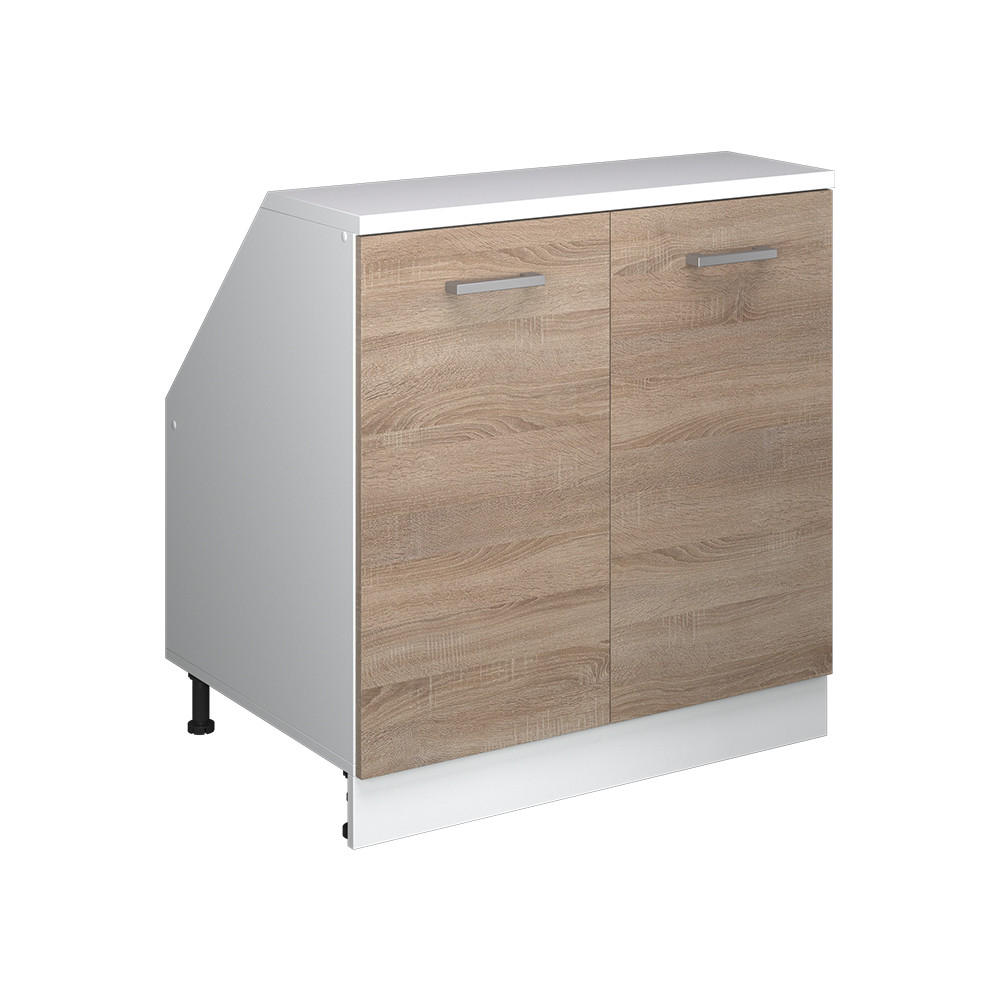 KÖKSSKÅP FÖR SLUTTANDE TAK R-Line Sonoma 80 cm med 2 dörrar, skåpstomme 60 cm djup Sonoma ek, Vit 83.8/80/60 cm