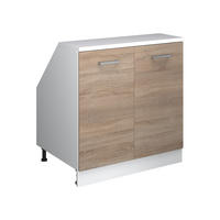 KUCHYNSKÁ SKRIŇA PRE ŠIKMÉ STRECHY R-Line Sonoma 80 cm s 2 dverami, korpus skrine hĺbka 60 cm - biela/dub sonoma, kompozitné drevo (80/83.8/60cm) - Vicco