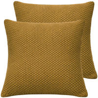 KISSENBEZUG 50x50 im 2er Set, Strick Dekokissenbezug, Wohnzimmer Sofakissenbezug für Sofa, Bett, Couch - Gold - Goldfarben, Textil (50/50cm) - Carpe Sonno