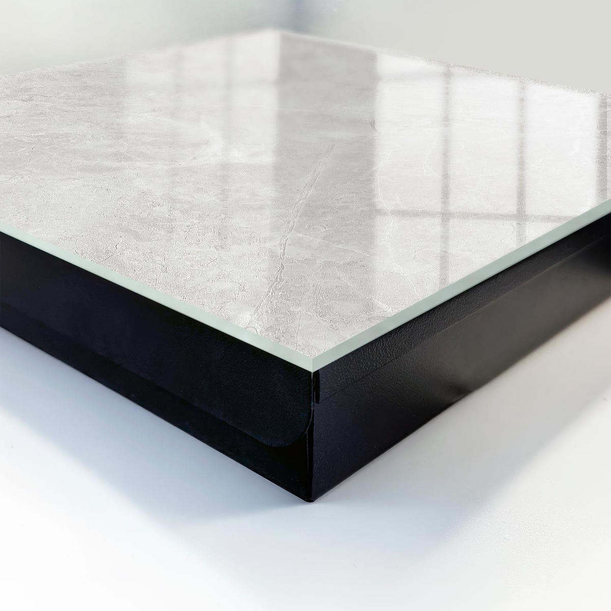 SCHLÜSSELBOX Schwarz 30x30 cm- Türöffnung nach rechts - Graue Struktur - Grau, Metall (30/30/5cm) - TULUP