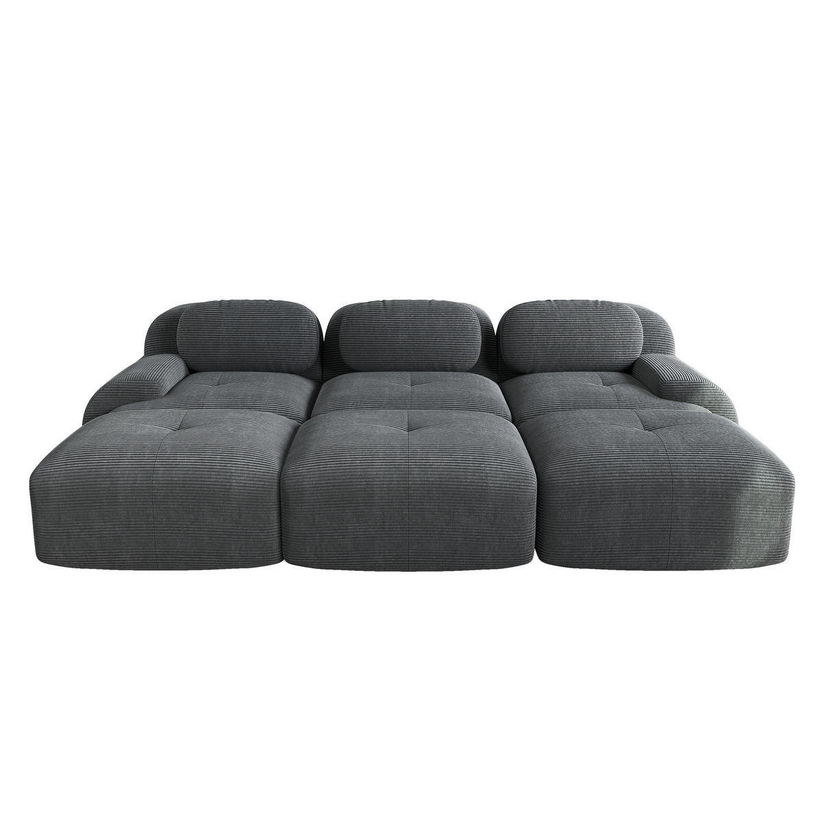 ECKSOFA modular rahmenlos Cord Grey - Grau, Kunststoff (178/75/298.1cm) - Meubliv