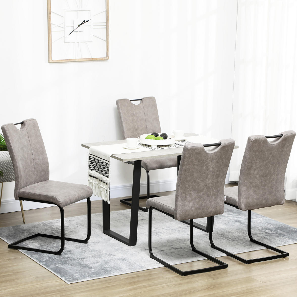 ESSZIMMERSTÜHLE 4er-Set DE-13200 Mikrofaser Grau - Braun, Metall (58.5/99.5/43cm) - ComfortXL