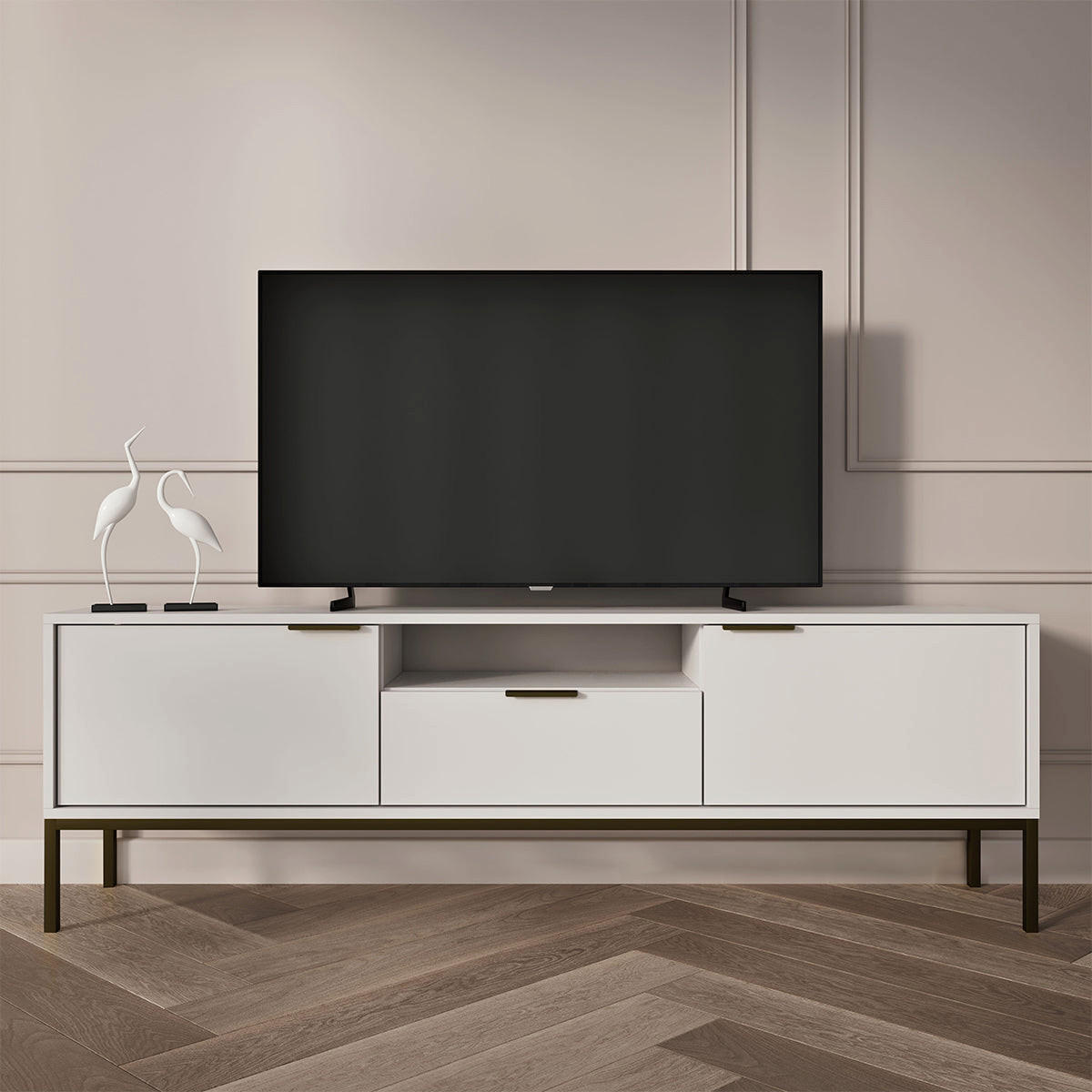 TV-MÖBEL Seattle Weiß - Schwarz/Weiß, Holzwerkstoff (135/56.4/33cm) - Petits-meubles
