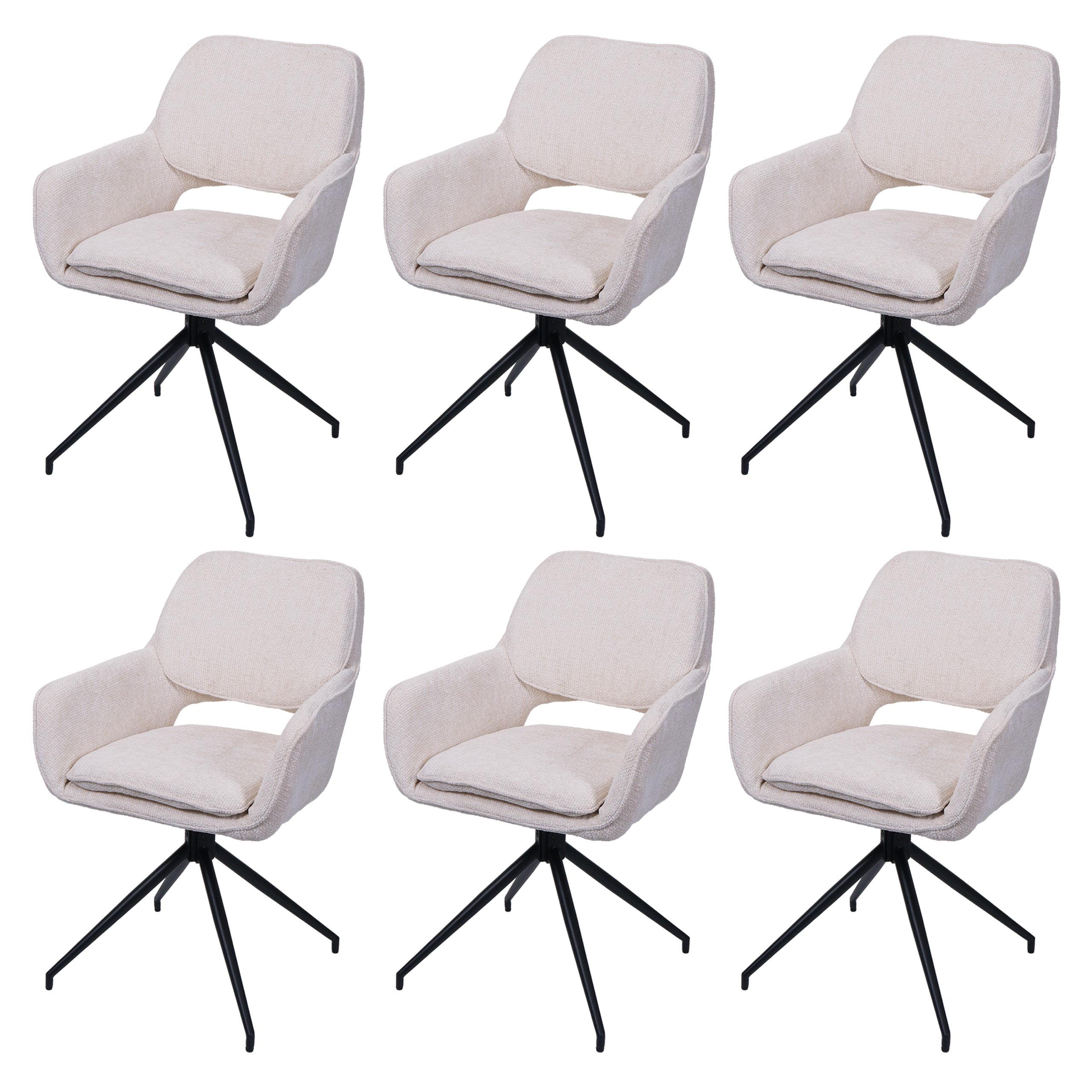 ESSZIMMERSTUHL Cremeweiß 6er-Set - Weiß, Textil (57/86/61cm) - MCW
