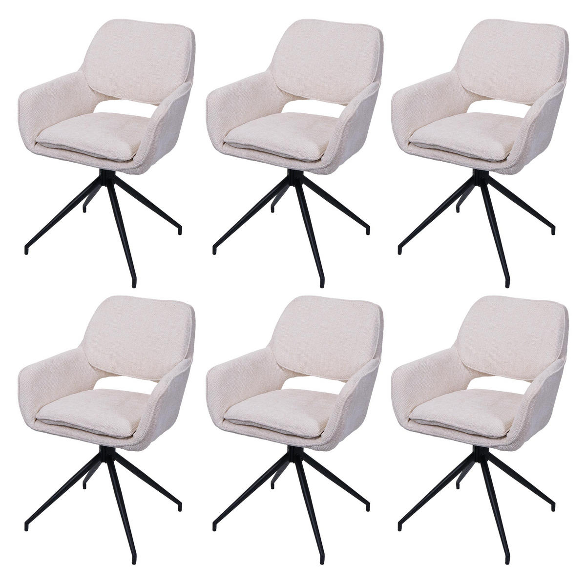 ESSZIMMERSTUHL Cremeweiß 6er-Set - Weiß, Textil (57/86/61cm) - MCW