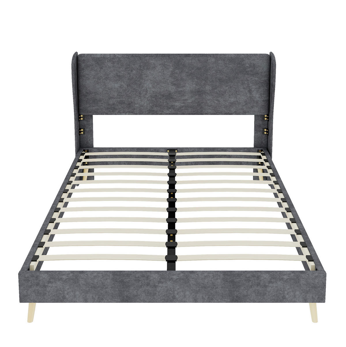 POLSTERBETT 140/200 cm mit gepolstertem Kopfteil und Matratze, Grau - Grau, Textil (140/200cm) - Redom